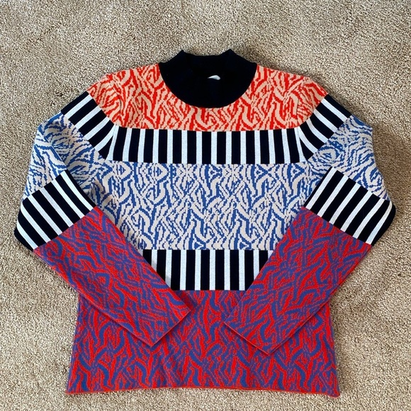 Knitss Aime Multi Color Mock Neck Long Sleeve Sweater Size M Rare Find - Picture 1 of 7